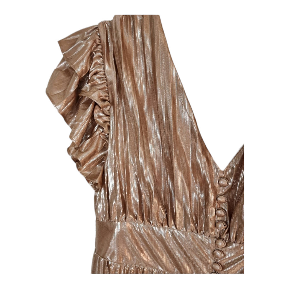 Beulah Neutrals Metallic Pleats Long Dress size large - Picture 4 of 12
